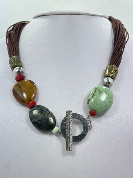 Silpada Jewelry - Retired Silpada N1891 Boho Multi-Strand Gemstone Necklace Sterling Toggle 18"